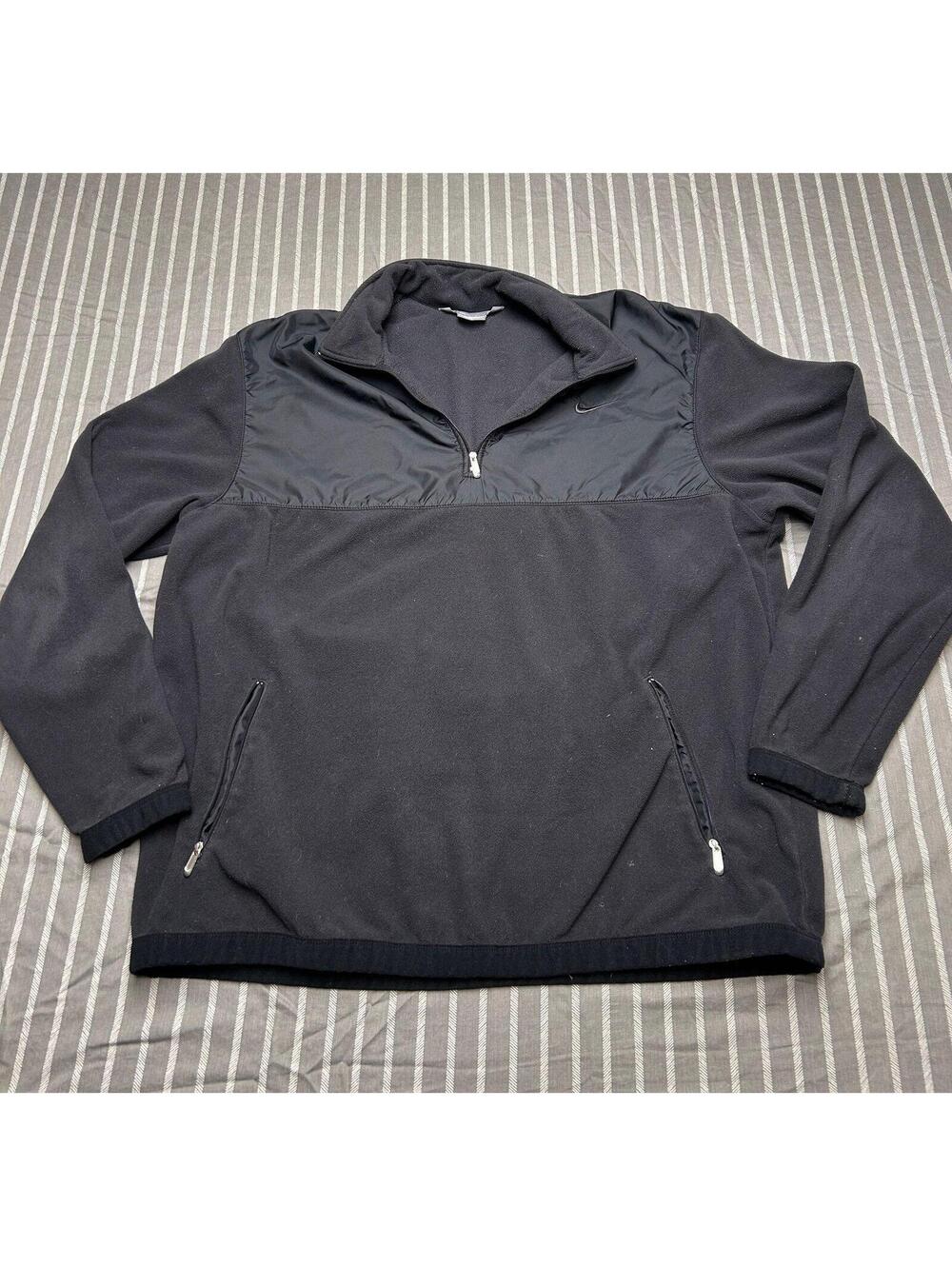 Vintage Nike 1/2 Zip Pullover Fleece Jacket Size 2XL Black